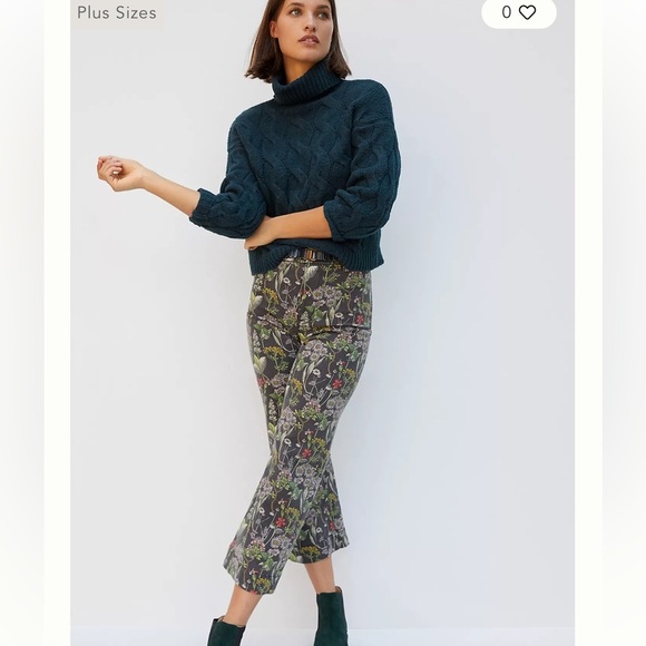 Anthropologie Pilcro  Water Lilly Ultra High rise Floral Wide Leg Cropped Jeans - Picture 8 of 14